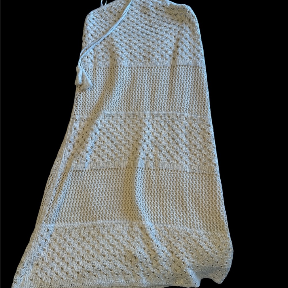 Elegant Cream Knit Women's halter midi dress